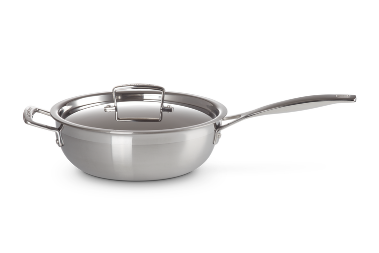 Såskastrull m/Non-Stick beläggning, lock och hjälphandtag 3-ply rostfritt stål