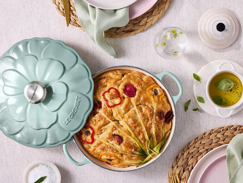 Focaccia med blommönster