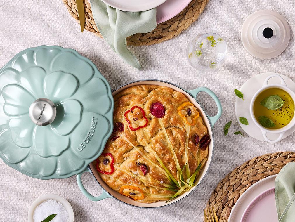 Focaccia med blommönster