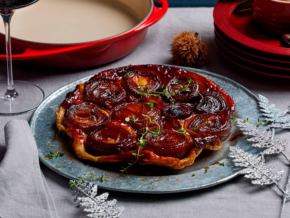 Tarte Tatin med karamelliserade lökar