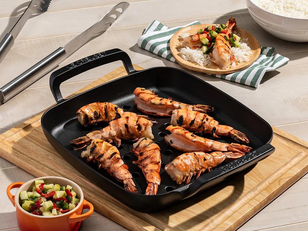 Grillräkor med gurksallad