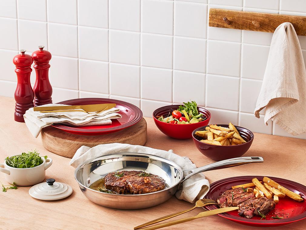 Deglaserad ribeye med dubbelfriterade pommes frites