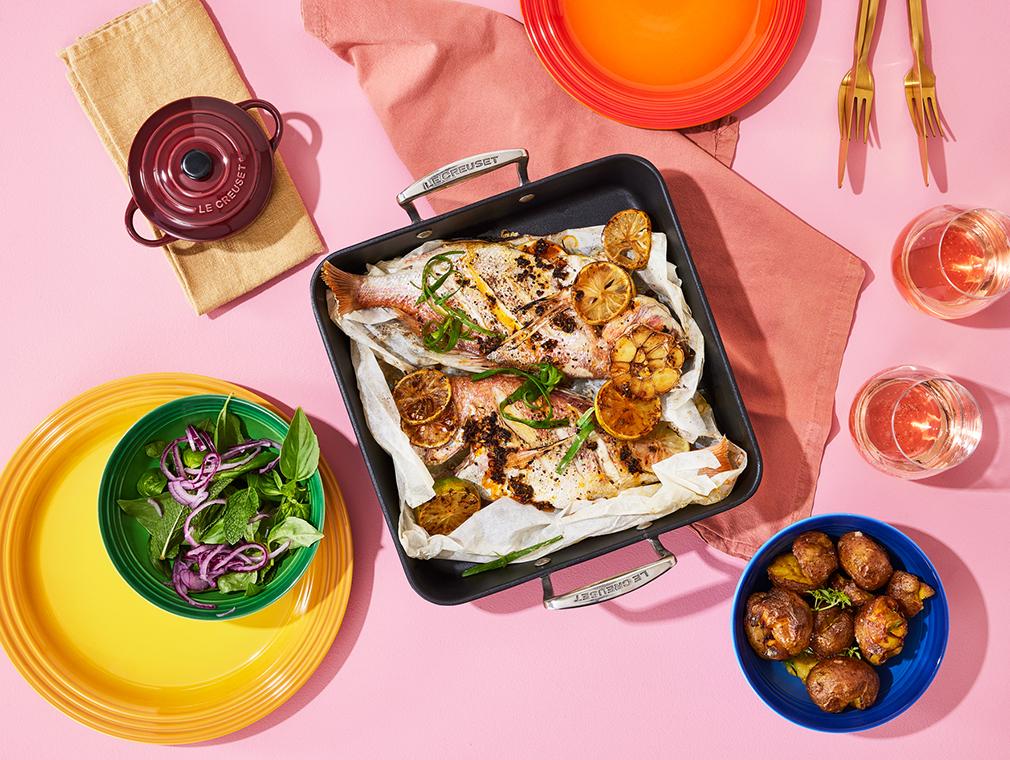Bakade fiskpaket med citrongräs och lime